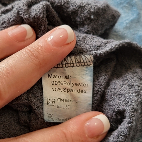 Womens Grey Waffle Knit Shirt With Lace Sleeves Size M - Picture 6 of 6